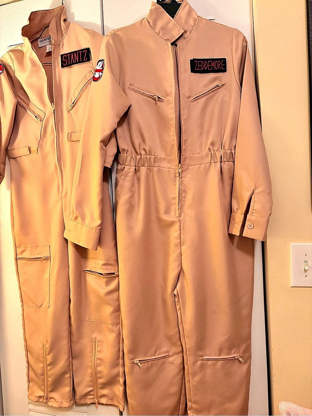Ghostbusters Adult Costume Jumpsuit and kids with Interchangeable Name Patches a